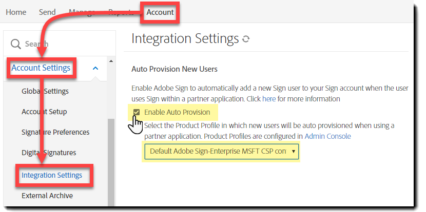 Automatische provisioning inschakelen in Sign-webapplicatie