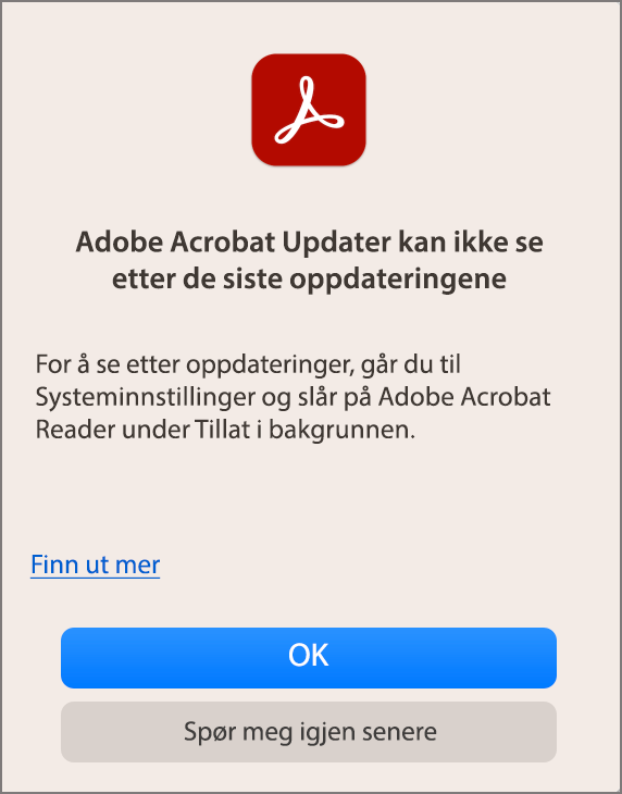 Acrobat-dialog i macOS Ventura