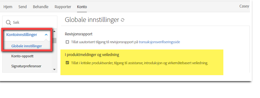 I produktmeldingskontroller