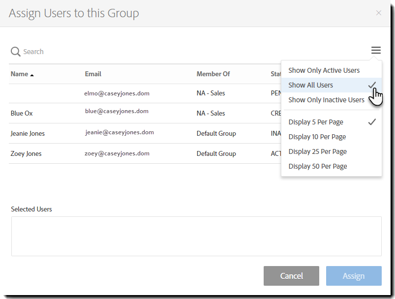 Tilordne brukere til denne gruppen