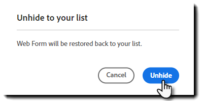 Bekreftelse av oppheving av skjuling