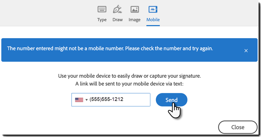 Feilmelding for ugyldig nummer