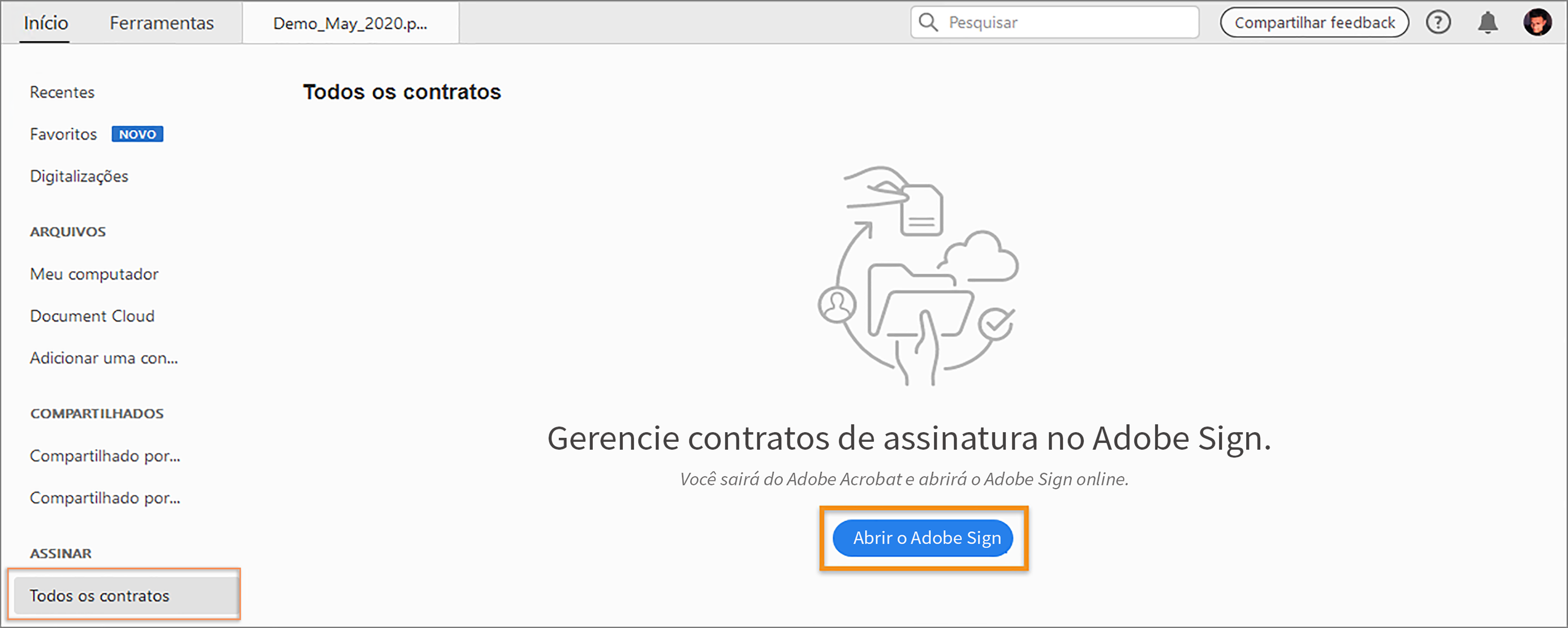 Abrir o Acrobat Sign