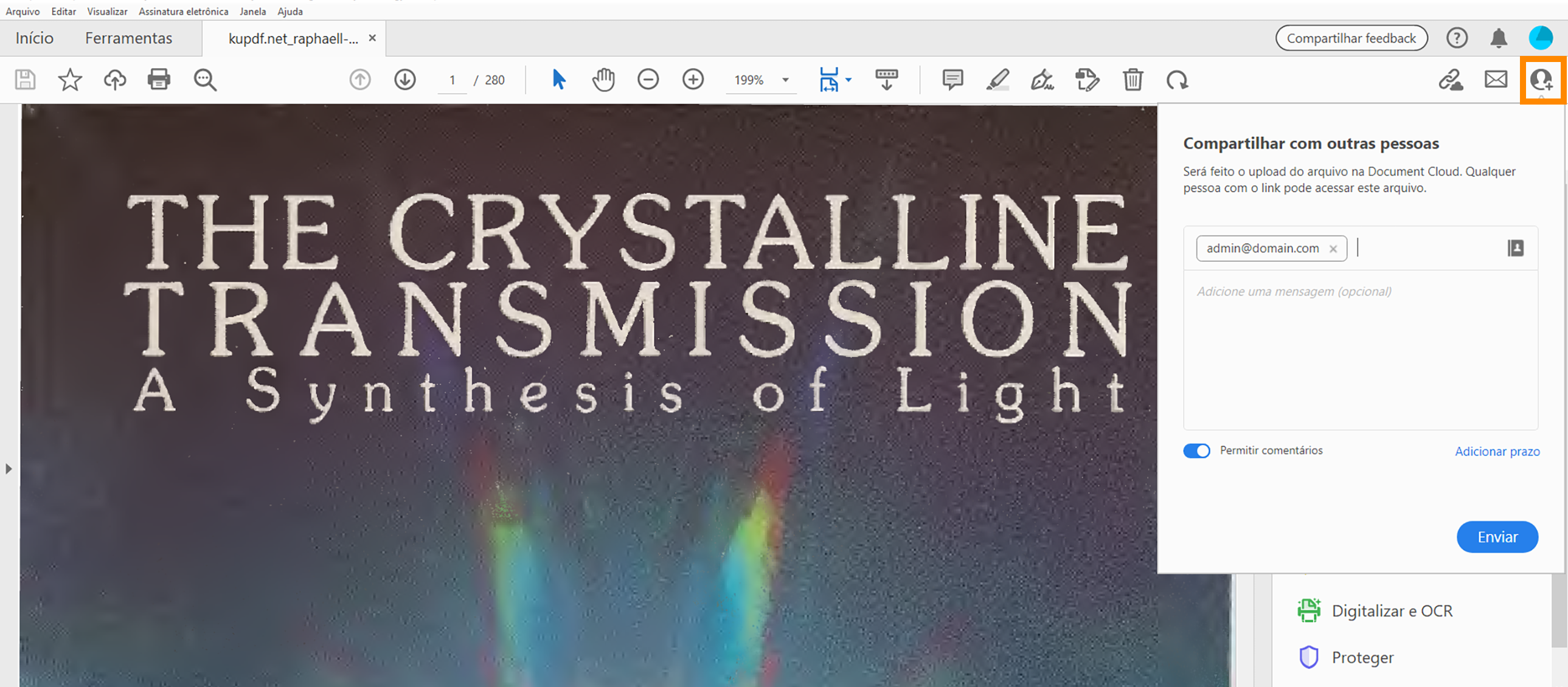 Convidar pessoas para exibição ou comentários