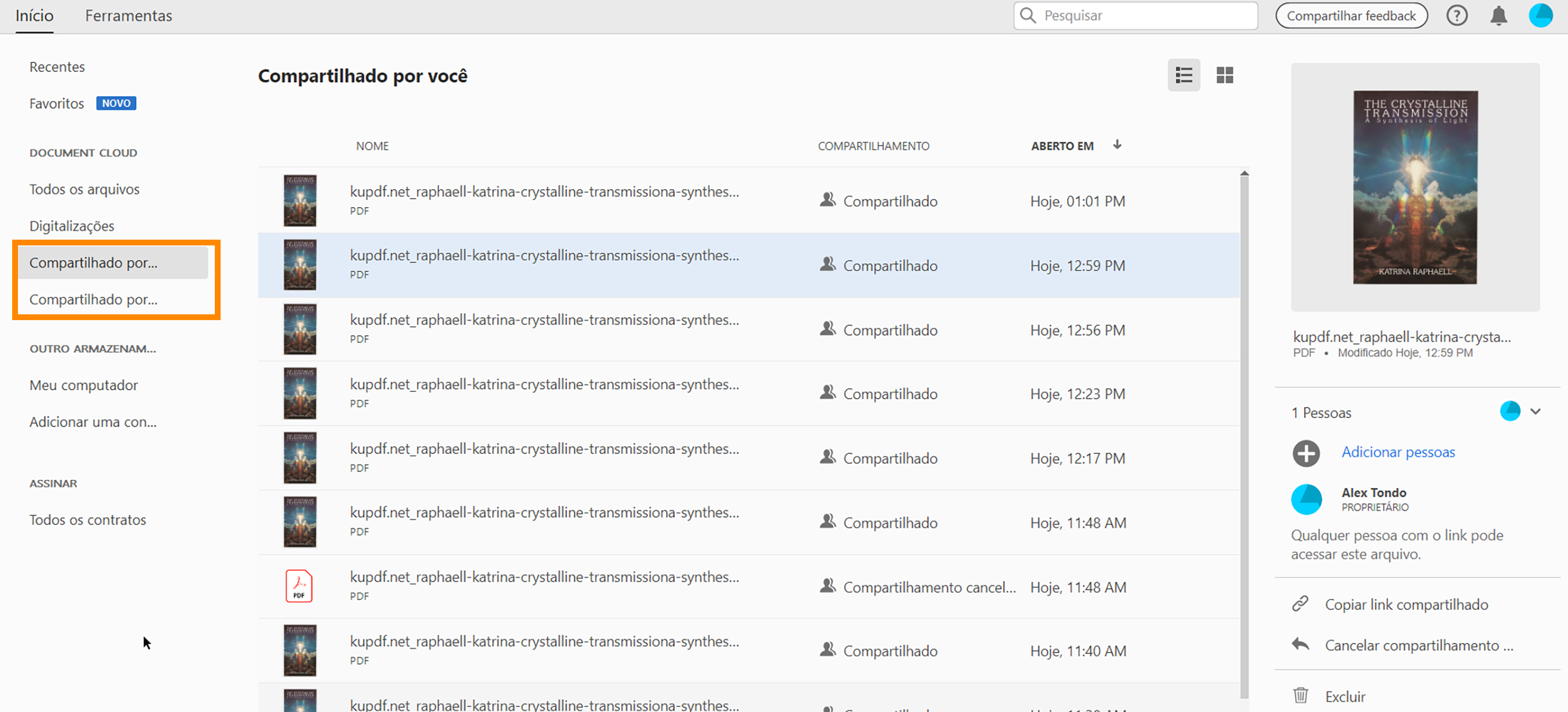 Operações em arquivos compartilhados