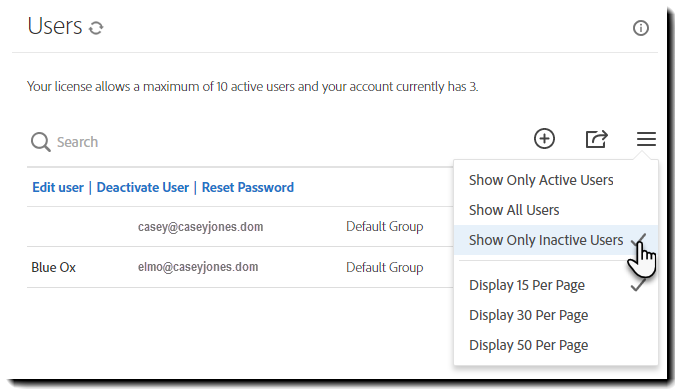 Mostrar apenas usuários inativos