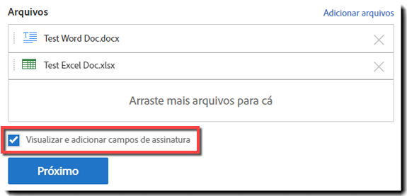 A opção Visualizar ativada