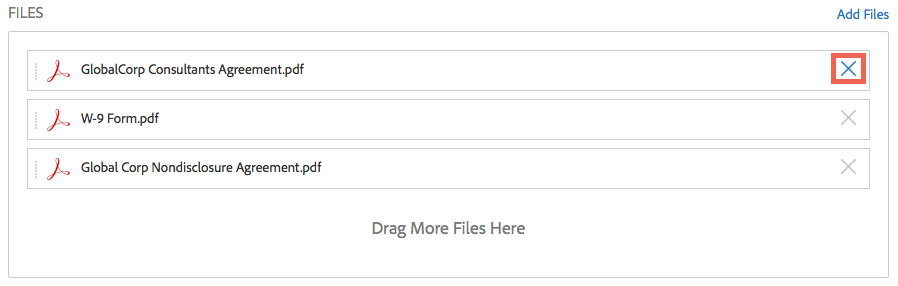 Clique no ícone excluir (X) à direita.