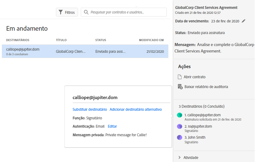 Substituir recipient atual