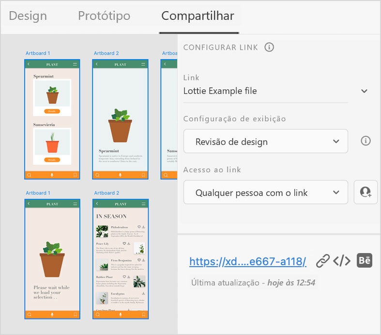 Clique no ícone do Behance ao lado do link publicado