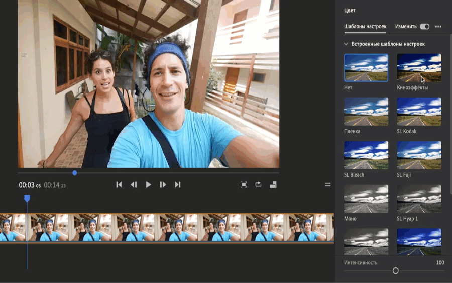 Примените шаблон настроек цвета, отрегулируйте его интенсивность и задайте свойства цветов