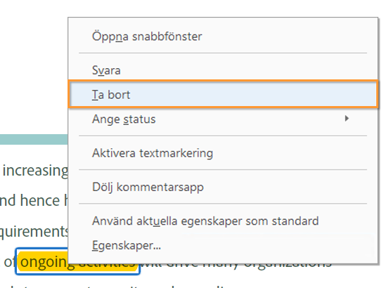 Ta bort markeringsfärg