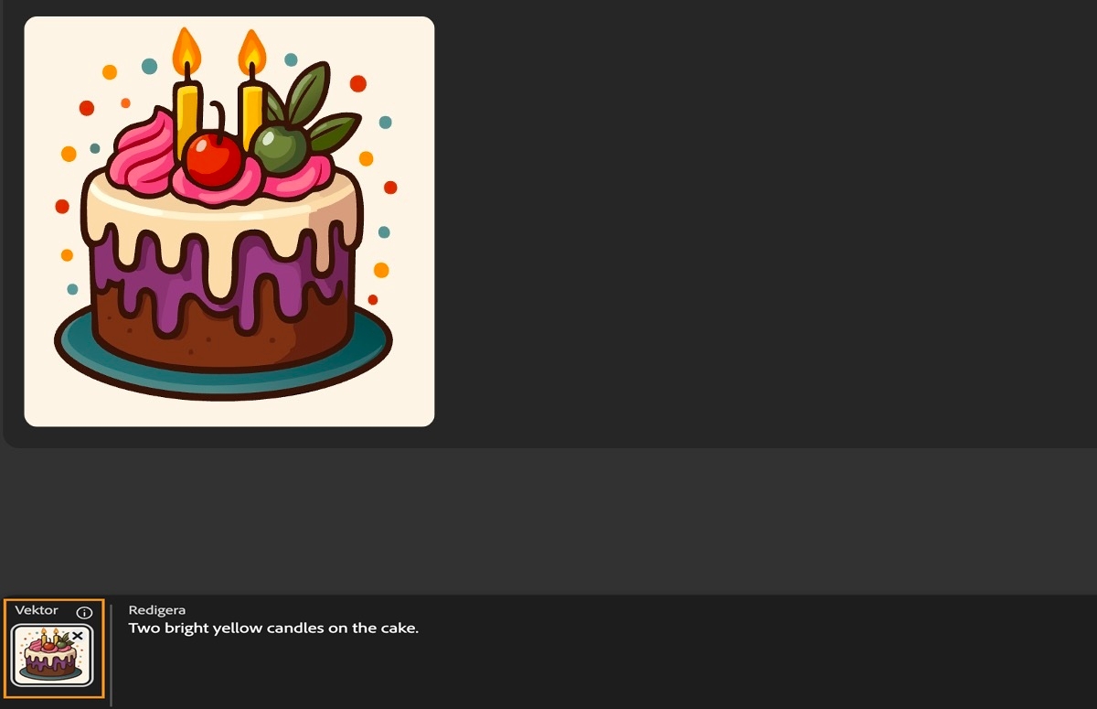 En bild av en tukan läggs till under fältet Vektor och en textbeskrivning läggs till i fältet Beskrivning.