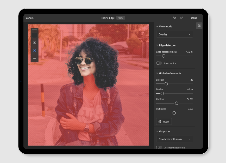 Använd Förfina kant 