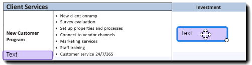 Redigeringsmiljön med ett valt fält som visar fyrpunktspilen