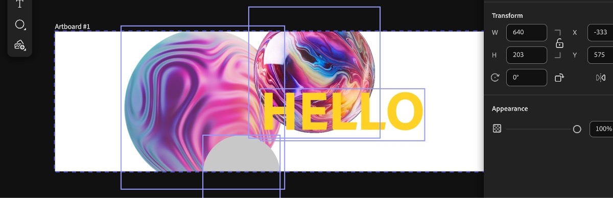 Tuvaldeki tüm görsel öğeler seçilir ve çalışma yüzeyine eklenir.