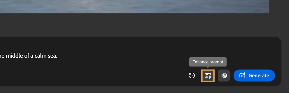 İstem, İstem alanına eklenir ve Oluştur düğmesinin yanında İstemi Geliştir simgesi vurgulanır.