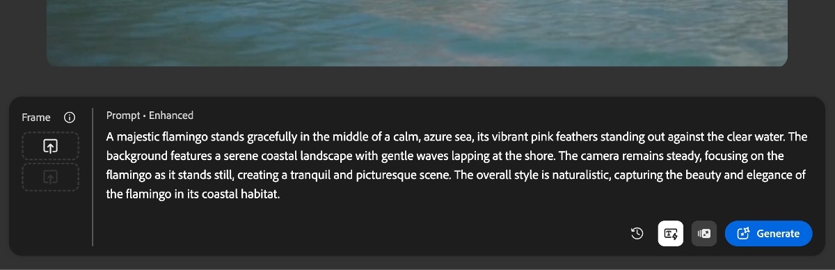 Yeni geliştirilen istem İstem alanına eklenir. Oluştur düğmesinin yanında İstemi geliştir simgesi etkindir.