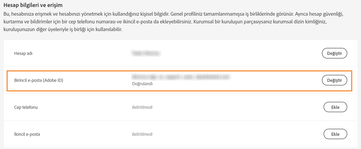 E-posta adresinizi gözden geçirin ya da değiştirin