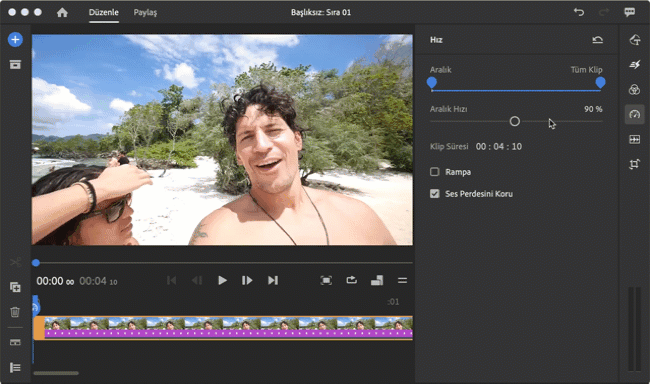 Bir klibi hızlandırma veya yavaşlatma