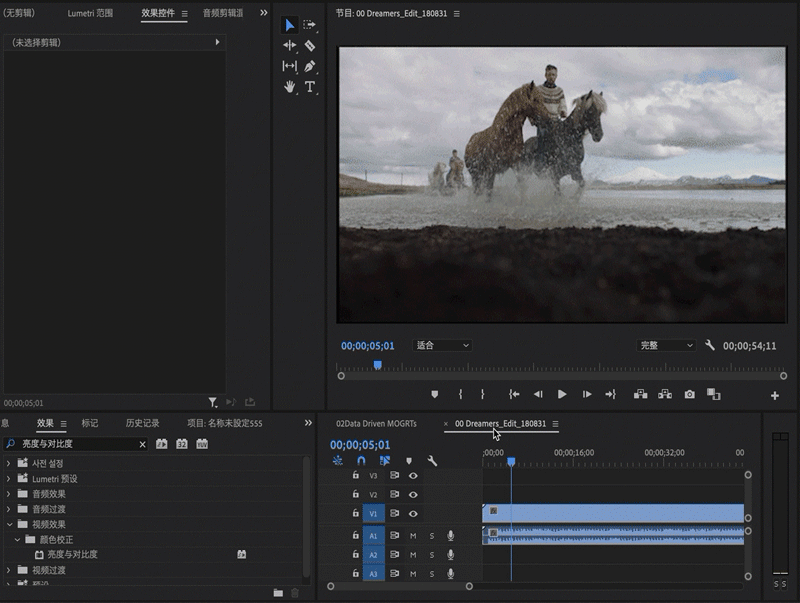 更改效果的亮度和对比度