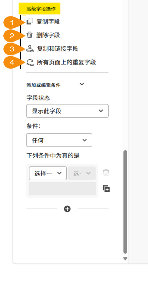 字段属性的高级字段操作部分。