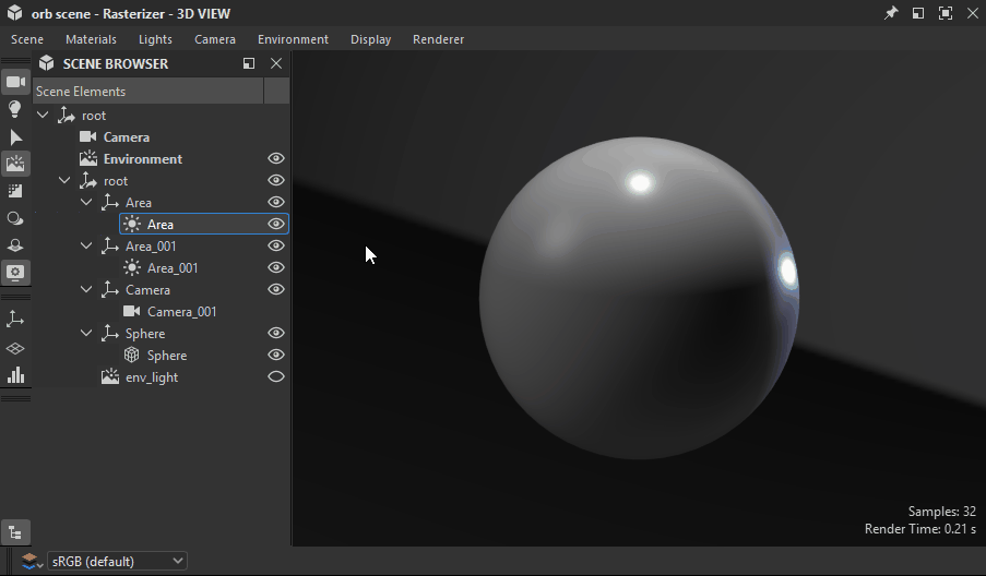 Scene browser - Toggling light visibility