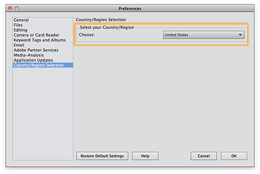 Selezionare il paese o la regione geografica